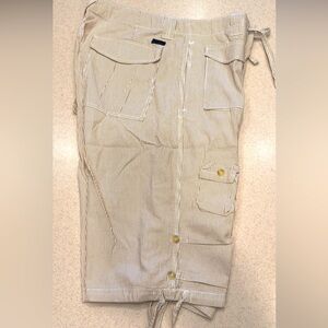 Men's Classic Flight Cargo 14" Short Tan Striped Chambray
